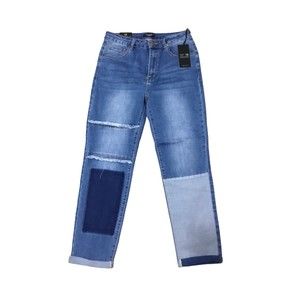 American Bazi High Rise Patched Jeans Size 13 NWT